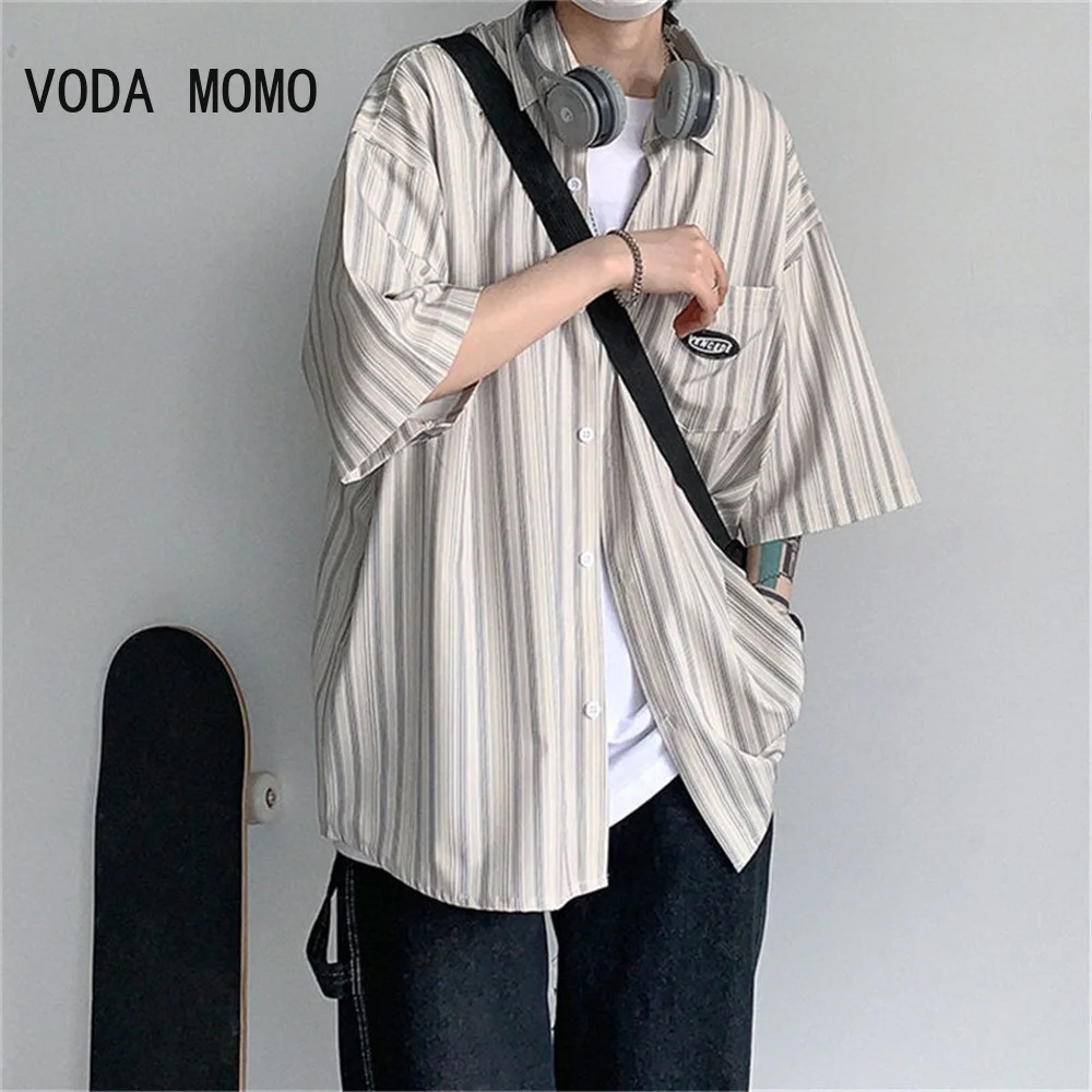 Top Trends: Summer Men's Short Sleeve Striped Shirts 2022 Fashion Print Shirt Mens Blouses Streetwear Brand Loose Casual Shirt Tops Men Shoppable Styles