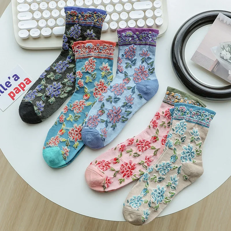 Top Trends: Hand-painted Original Tide Retro Medium Tube Couple Literary Socks Street Cartoon Cotton Socks Shoppable Styles