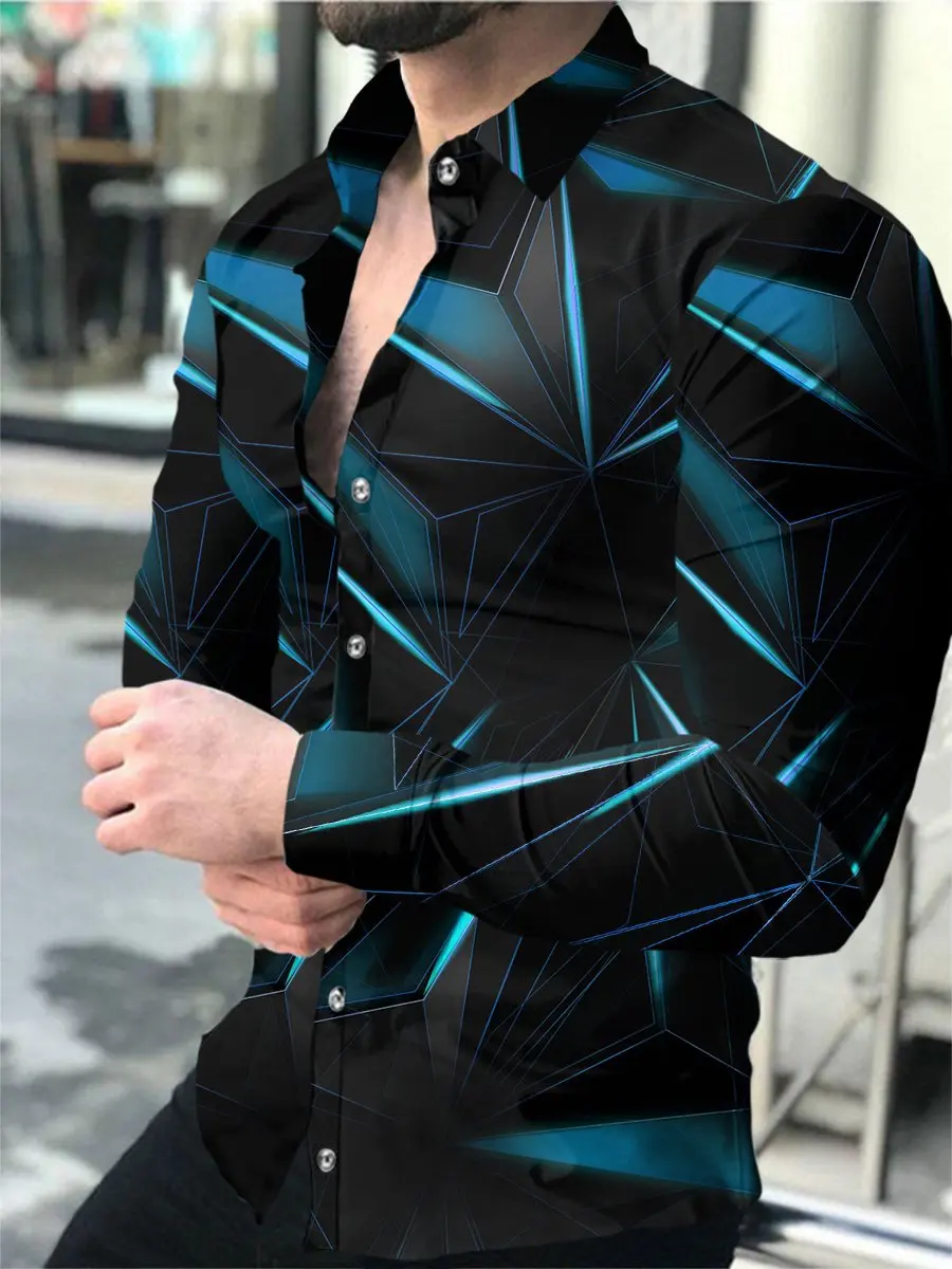 Top Trends: 2023 Men&#039;s Shirt Long Sleeve 3D Lapel Button Men&#039;s Summer Shirt Ball Birthday Fashion Boyfriend Shirt S-6XL Shoppable Styles