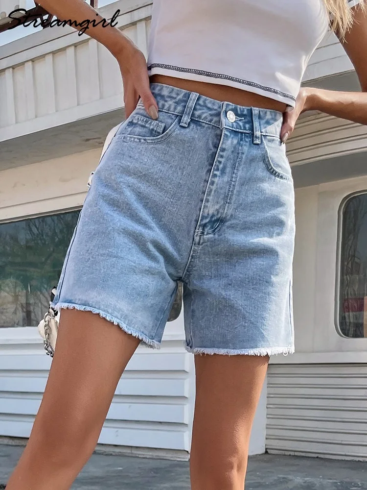 Top Trends: Streamgirl Blue Women&#039;s Denim Shorts Summer High Waist Casual Chic Loose Jean Shorts For Women Summer 2024 Denim Short Femme Shoppable Styles