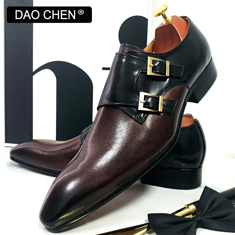 Top Trends: DAOCHEN MEN'S LOAFERS BUCKLE STRAP MIXED COLOR CASUAL MENS DRESS SHOES OFFICE WEDDING MONK GENUINE LEATHER SHOES FOR MEN Shoppable Styles