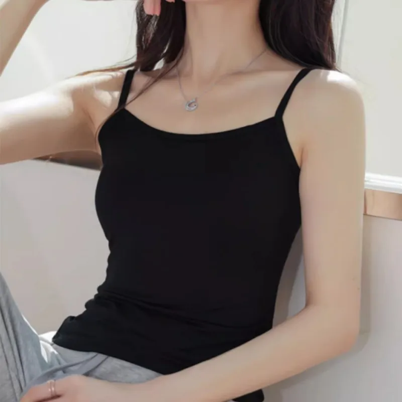 Top Trends: Summer Sexy Black Tank Top Women Sleeveless T-Shirt Fitness Sport Vest Tank Top Simple Solid Thin Camisole Female Undies Shoppable Styles