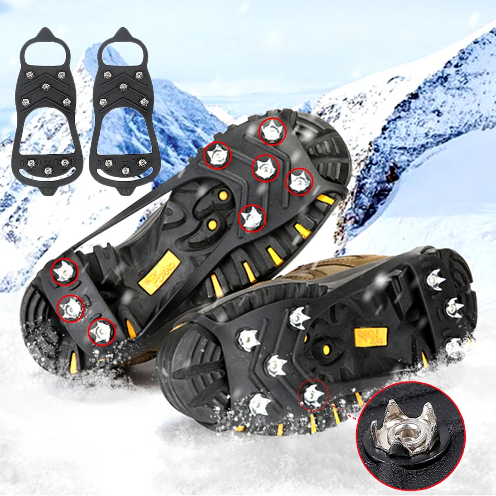 Top Trends: 1 Pair 8 Teeth Anti-Skid Snow Lce Climbing Shoe Spikes Ice Grips For Shoes Crampons Winter Climbing Anti Slip Shoe Cover Part Shoppable Styles