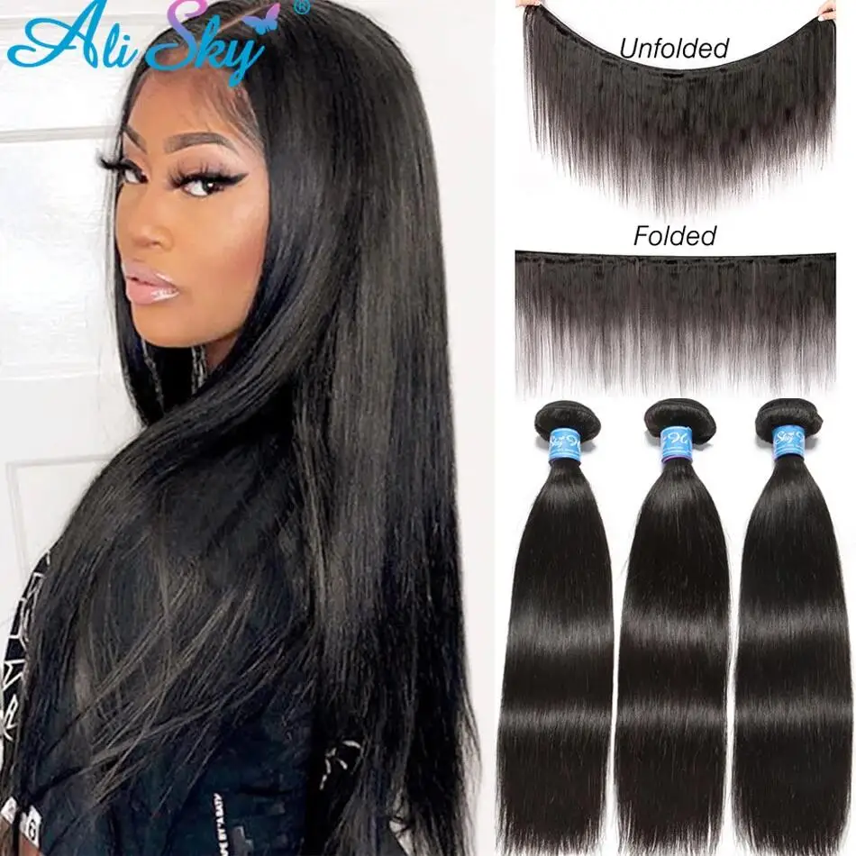 Top Trends: 30inch Silky Bone Straight Hair Bundles Brazilian Hair Weave Bundles Remy Hair Extensions Human Hair Bundles 1 / 3 / 4 Pieces Soft Shoppable Styles