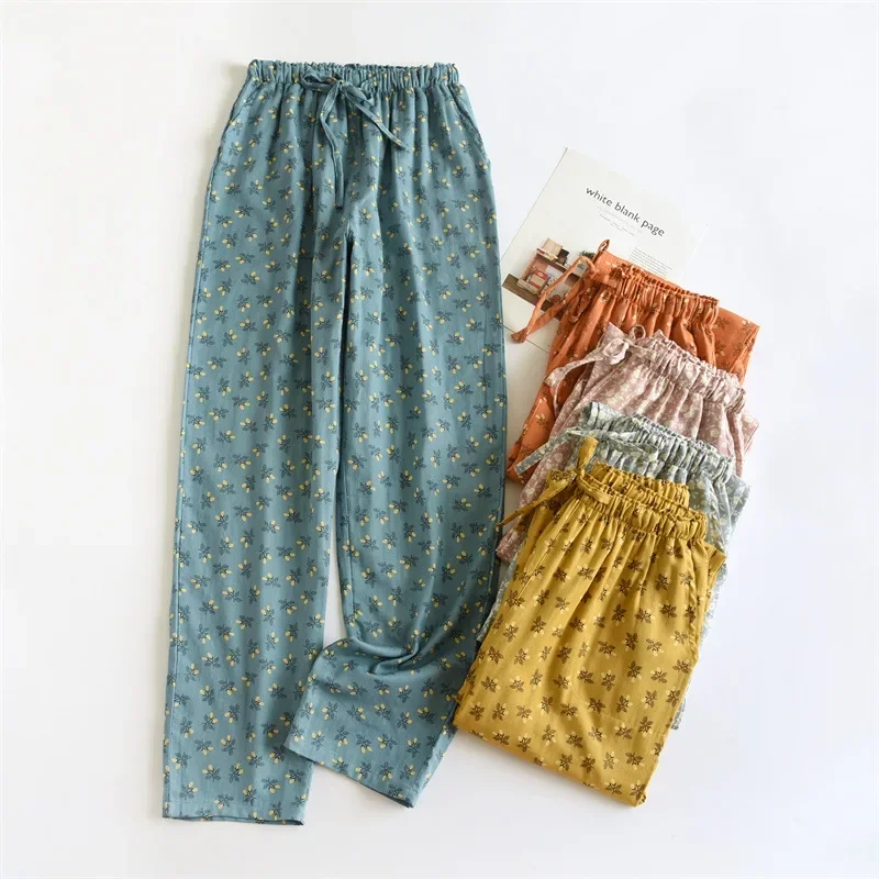 Top Trends: 2024 New Japanese Spring / Summer Women's Pajama Pants 100% Cotton Gauze Pants Breathable Casual Colorful Home Pants Ladies Shoppable Styles