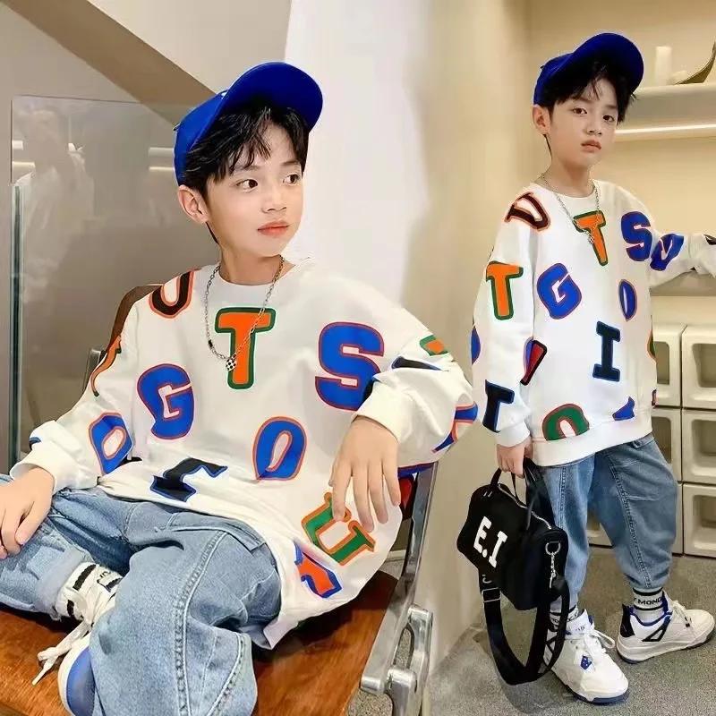 Top Trends: New Fashion Boys Sweatshirt Cotton Kids Clothing Long Sleeve Korean Casual Style Pullover Tops 5 6 7 8 9 10 11 12 13 14Yrs Shoppable Styles