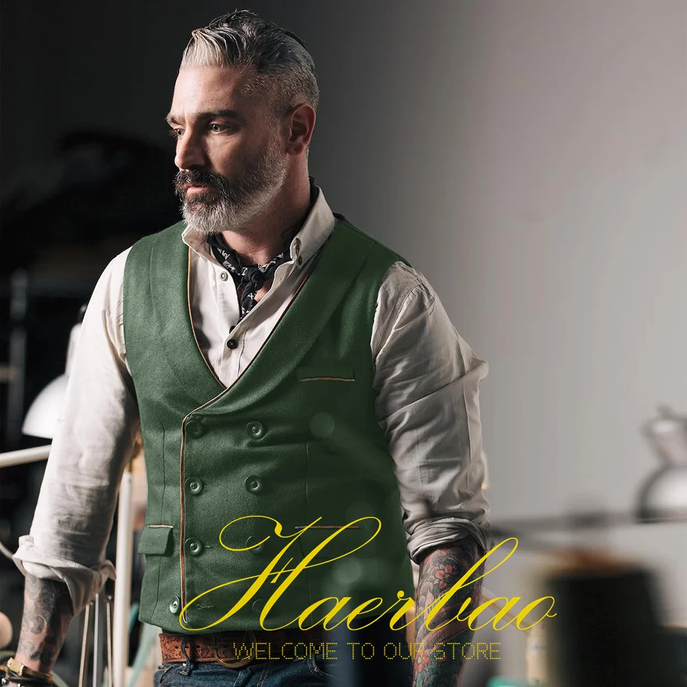 Top Trends: Black Men's Herringbone Vest Double Breasted Vintage Style Vest Work Casual Waistcoat Men's Sleeveless Jacket Shoppable Styles - Image 5