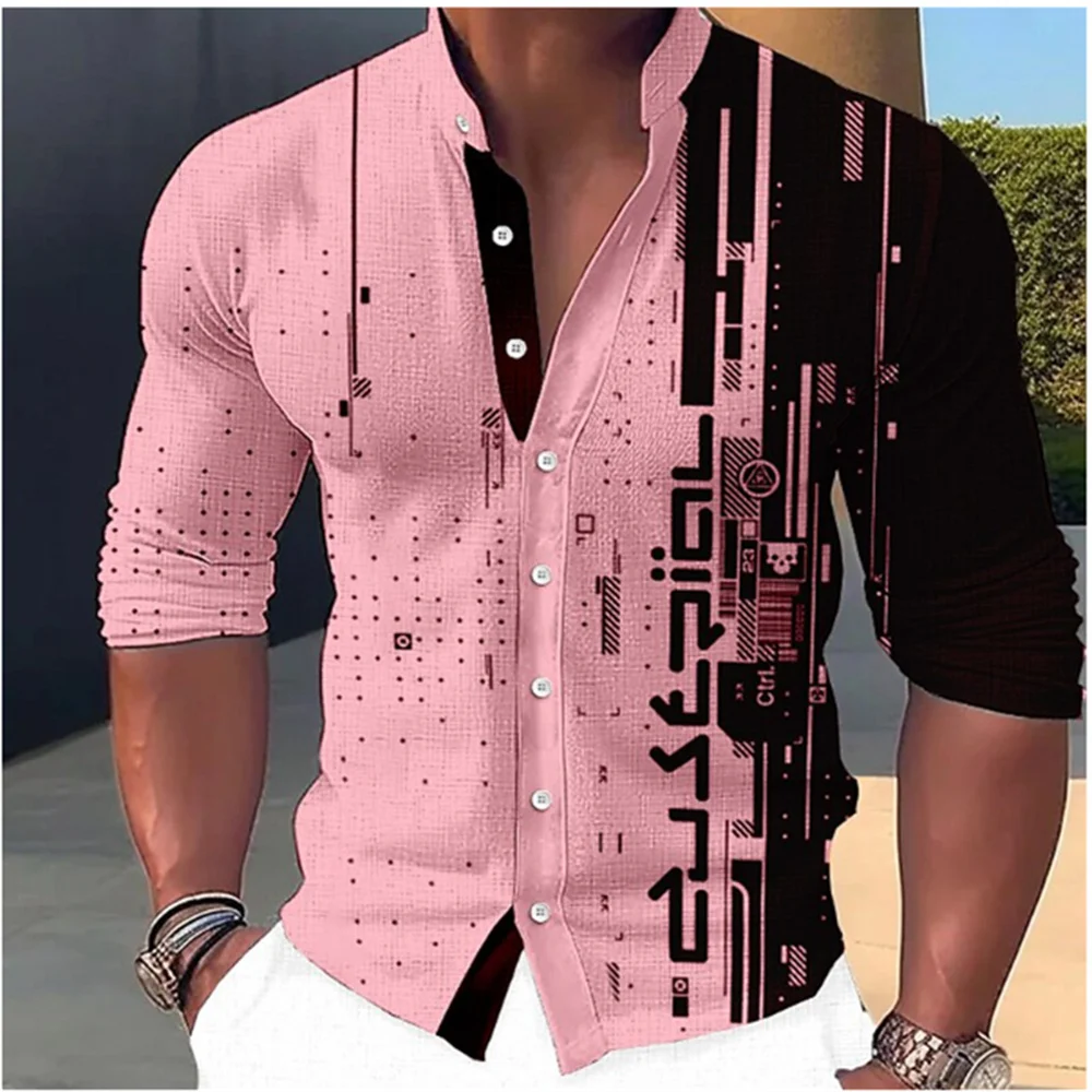 Top Trends: New Fashion Standing Collar Men&#039;s Creative Print Long Sleeve Shirt Outdoor Party High Quality Soft And Comfortable Fabric S-6XL Shoppable Styles