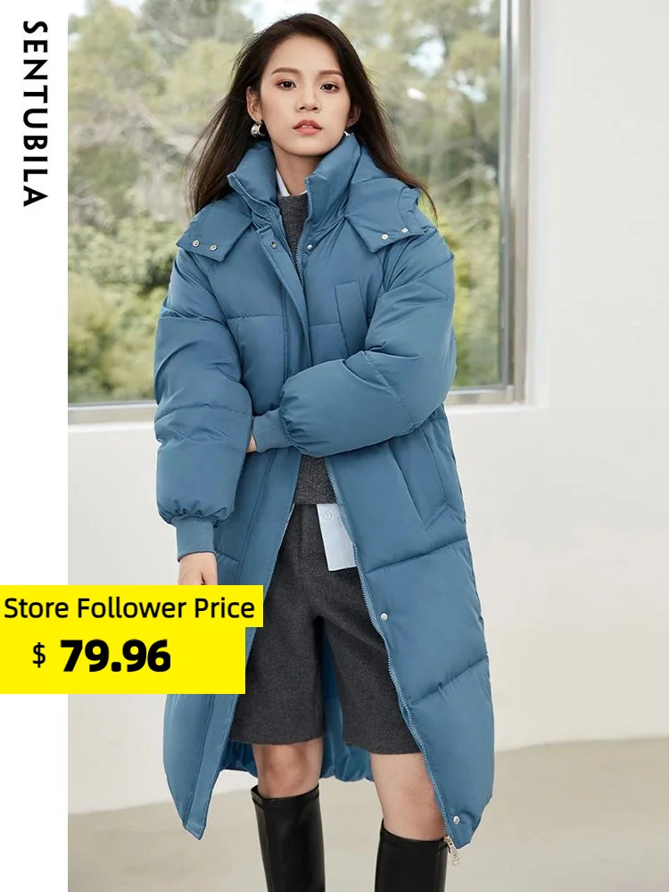 Top Trends: Sentubila Warm Thick Parkas Jackets For Women 2023 Winter Oversized Zipper Hooded Padding Long Coats Female Outerwear W34M50221 Shoppable Styles