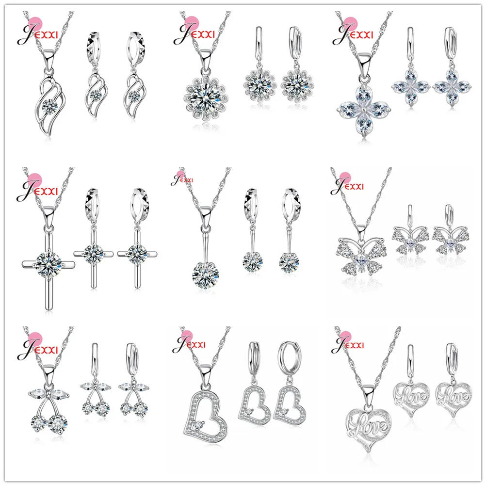 Top Trends: Luxury Trendy 925 Sterling Silver Cubic Zirconia Cross Butterfly Heart Star Necklace Drop Earrings Jewelry Sets Shoppable Styles