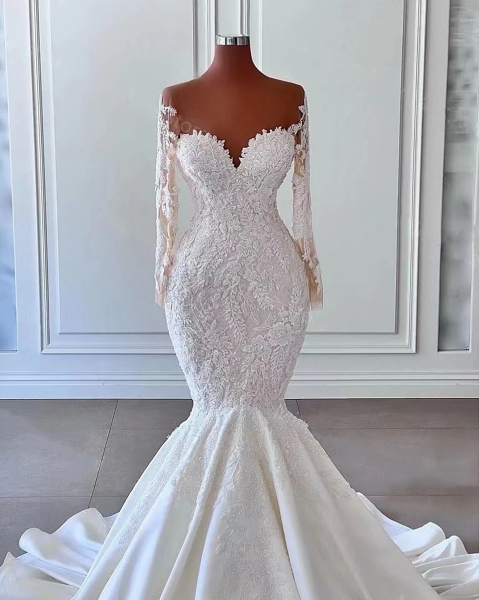 Top Trends: 2023 Mermaid Luxury Wedding Dresses Elegant Bride Gown Long Sleeves Illusion Beading Sequins Lace Vestido De Novia Wedding Dress Shoppable Styles - Image 2