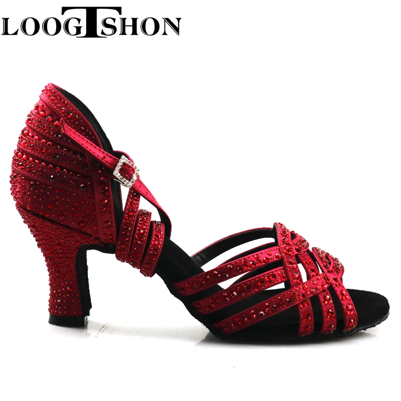 Top Trends: Loogtshon Latin Dance Shoes Woman Dance Shoes For Girls Ballroom Latin Dance Shoes Woman With Rhinestones Salsa Tango Shoes Shoppable Styles