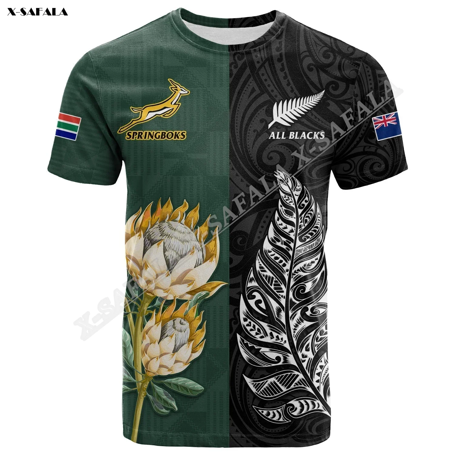 Top Trends: South Africa New Zealand Rugby Go Springboks VS All Blacks Breathable 3D Print For Men T-Shirt Top Tee Short Sleeve Milk Fiber Shoppable Styles