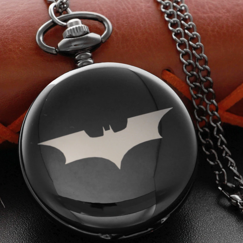 Top Trends: Black Bat Knight Necklace Quartz Pocket Watch Smooth Steampunk Old Fashion Chain Pendant Pocket Watch Gift Jfc079 Shoppable Styles