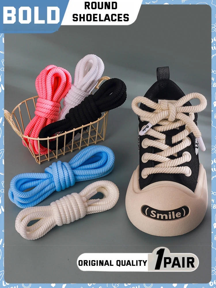 Top Trends: 1Pair Round Shoelaces For Shoes 10mm Thick Shoelace Running Sneakers Laces 100 / 120 / 140 / 160CM Quality Rope Shoe Laces Shoppable Styles