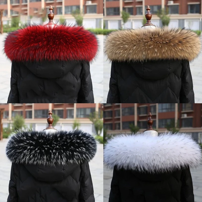 Top Trends: Natural Real Raccoon Fur Collar Winter Women Down Coat Hood Decor Fur Trim Warmer Fur Scarf Ladies Genuine Luxury Shawls Shoppable Styles