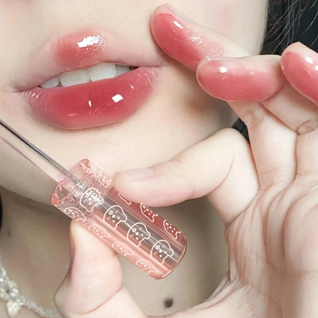 Top Trends: Cherry Pink Lip Plumper Gloss Crystal Jelly Oil Lip Tint Long-lasting Waterproof Lipstick Water Mirror Lip Glaze Korean Cosmetic Shoppable Styles