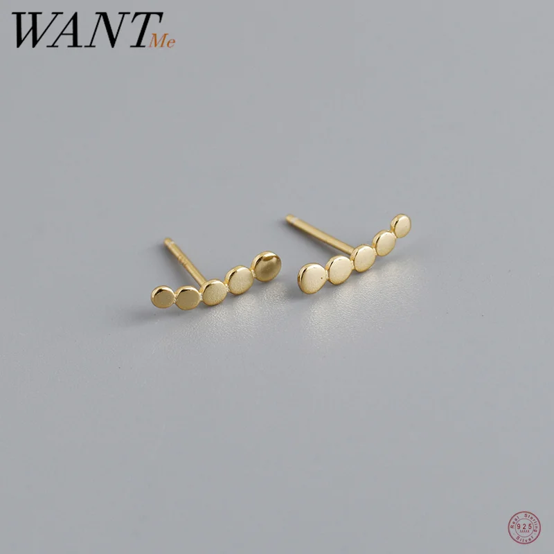 Top Trends: WANTME 925 Sterling Silver Minimalist Disc Unique Fashion Stud Earrings For Women Boho Daily Ear Bone Piercing Jewelry Female Shoppable Styles