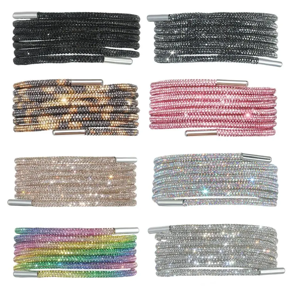 Top Trends: 1Pcs Luxury Rhinestone Shoelaces Diamond Shoe Laces Sneakers Laces Shoes DIY Strings Women Round Shoelace 100 / 120 / 140 / 160CM Shoppable Styles