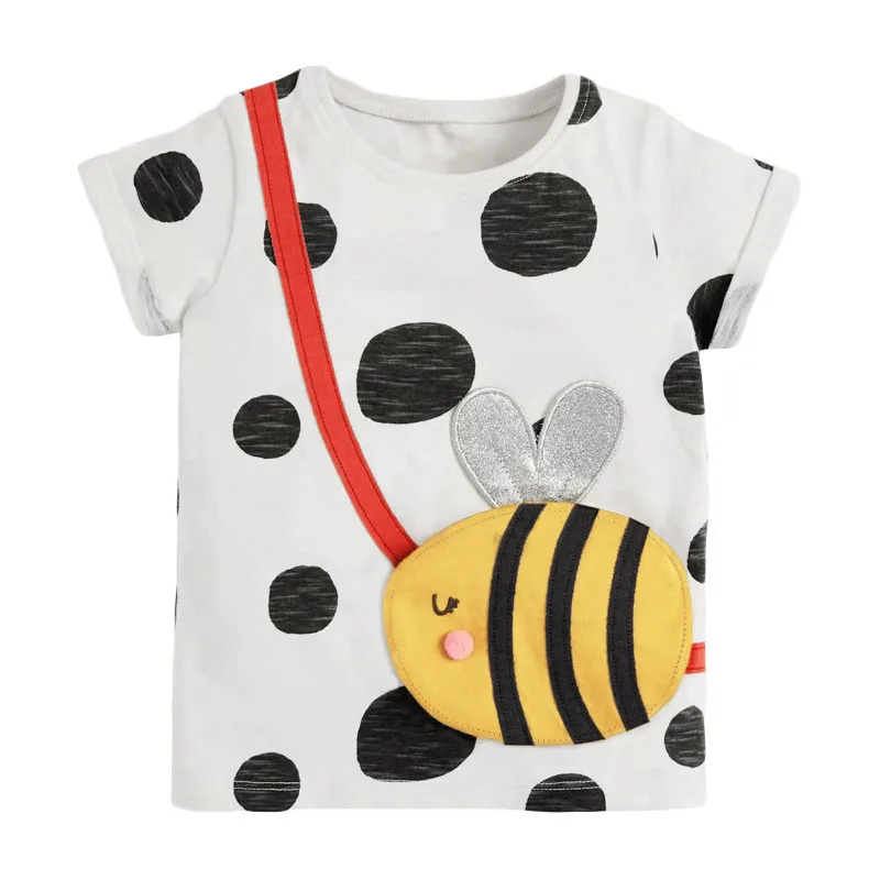 Top Trends: Jumping Meters 2-7T Bee Applique Summer Dots Children&#039;s Tees Girls Short Sleeve T Shirts Hot Selling Kids Tops Costume Shoppable Styles