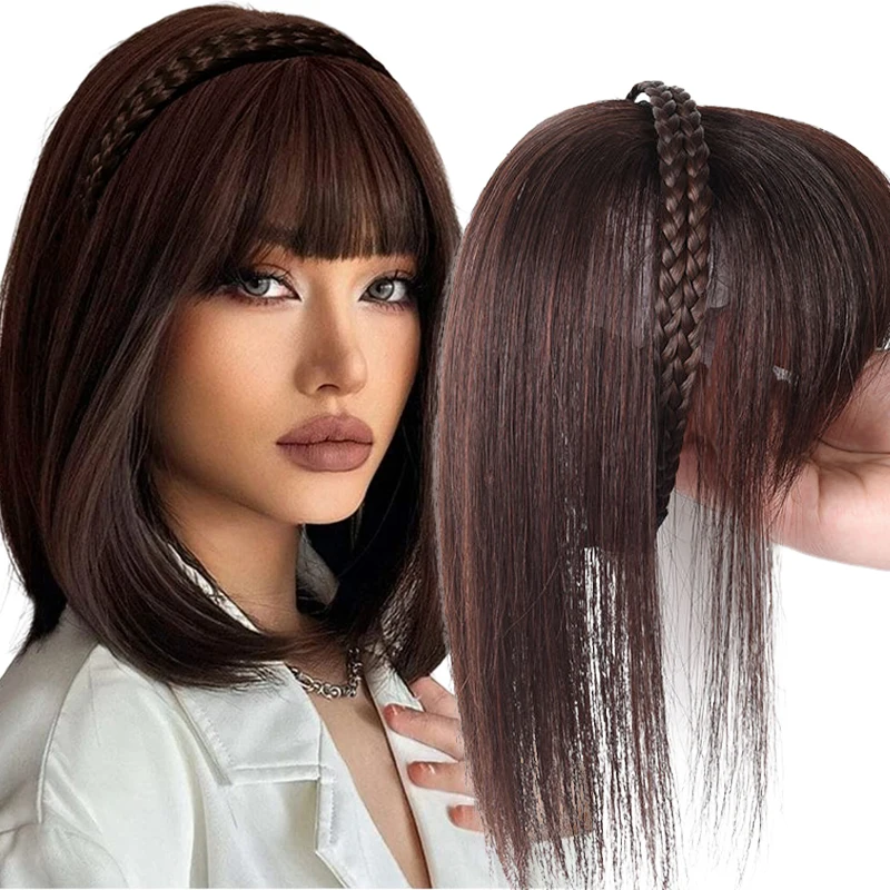 Top Trends: New Bangs Headband Synthetic Bangs Hair Extension Fake Fringe Natural Hair Clip On Hairpieces For Women Invisible Natural Clip Shoppable Styles