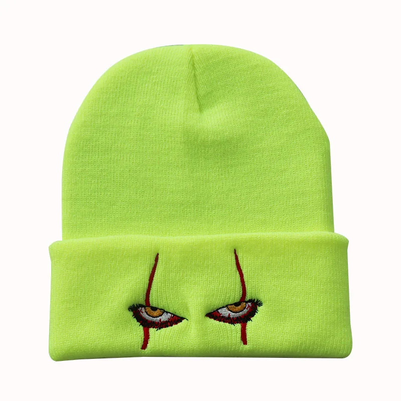 Top Trends: Embroidered Woolen Beanies Hat Scary Clown Eyes Knitted Hat Warm Hedging Hip-hop Hat Woolen Halloween Hat Beanies Shoppable Styles - Image 4