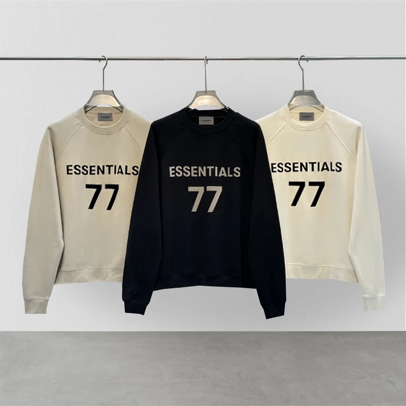 Top Trends: New Fashion Men&#039;s ESSENTIALS 77 Hoodies Sweatshirts Flocking Logo Hoodie Oversized Hip Hop Streetwear Unisex Sweatshirt Shoppable Styles