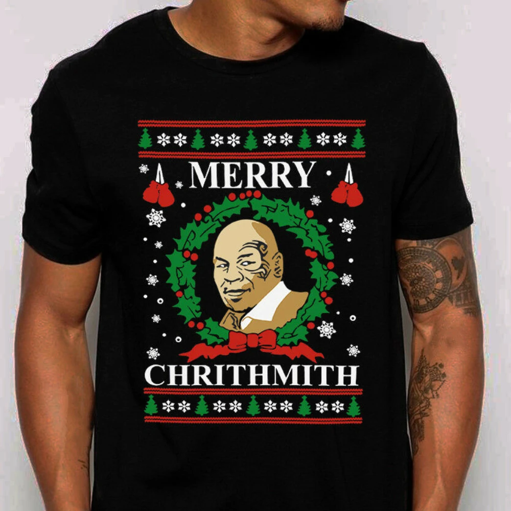 Top Trends: Merry Chrithmith Ugly Christmas T Shirt Funny Mike Tyson Parody Cotton Short Sleeve O-Neck Unisex T Shirt New S-3XL Shoppable Styles