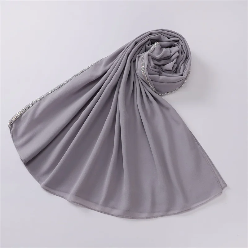 Top Trends: New Luxury Fashion Jewelry Bubble Chiffon Hijab Shawls High Quality Bling Bling Wrap Beach Bufandas Ramadan Islamic Muslim Sjaal Shoppable Styles - Image 6