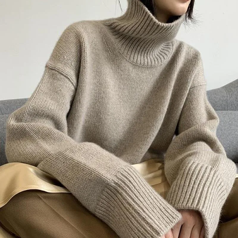 Top Trends: Thick Cashmere Sweater Women 2023 Autumn And Winter New High Neck Pullover Sweater Warm Loose Knitted Base Sweater Jacket Tops Shoppable Styles