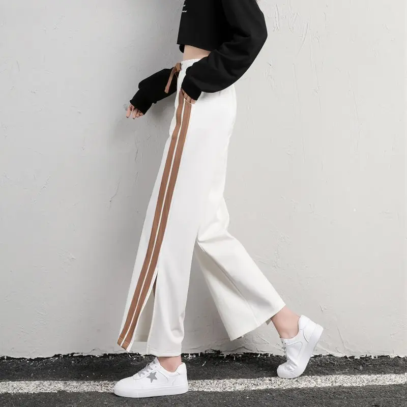 Top Trends: Fashion New Spring Summer Women Casual Sports Pant Solid Loose High Waist Drawcord Pockets Korean Wide Leg Straight Trouser 2023 Shoppable Styles