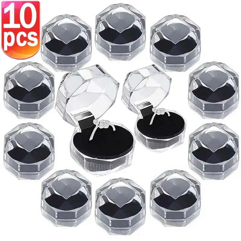 Top Trends: 1-10PCS Clear Acrylic Crystal Ring Boxes Storage Display Box Storage Organizer Case Clear Package Box For Jewelry Packaging Shoppable Styles