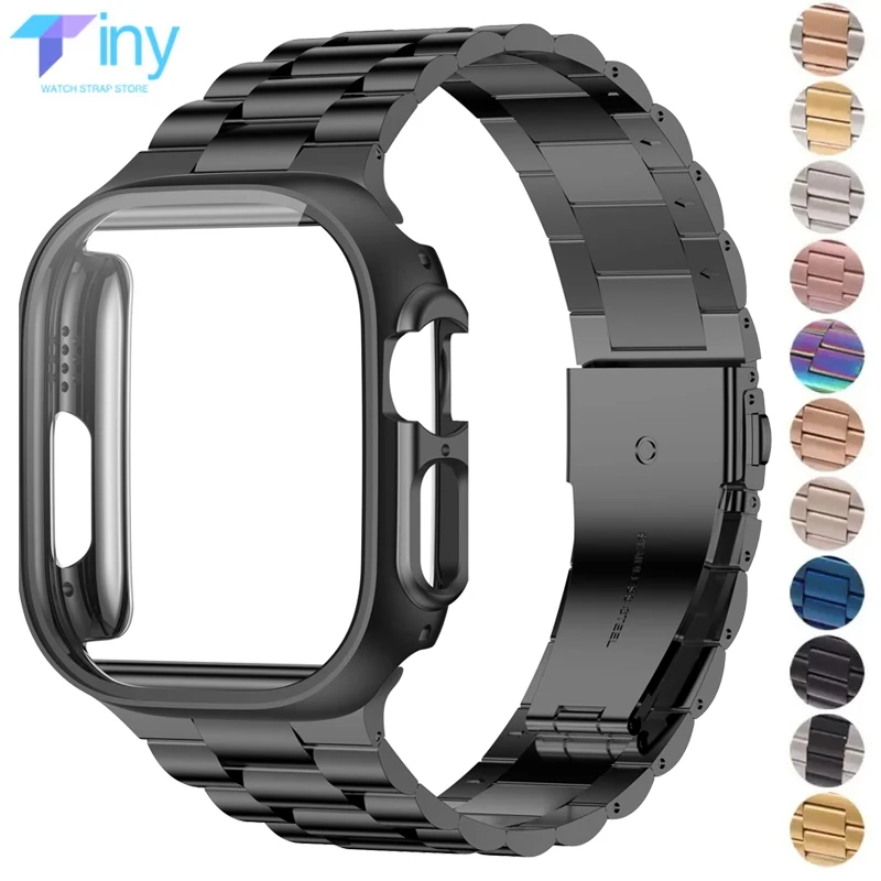 Top Trends: Case+ Strap Stainless Steel Bracelet For Apple Watch 9 45MM 44mm 49mm 40mm 41mm IWatch Ultra 2 Band Series 8 7 6 5 4 SE Cover Shoppable Styles