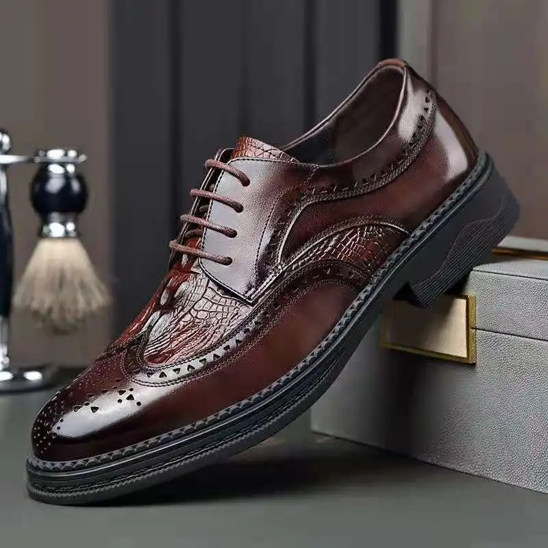 Top Trends: Men's Brogue Shoes Men Business Shoes Casual Formal Business Leather Shoes Men Brown Wedding Shoes Italian Dress Banquet Shoes Shoppable Styles