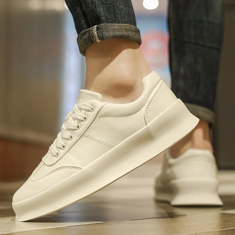 Top Trends: 2023 Spring Men's Elevator Shoes Men Loafers White Soft Leather Moccasins Height Increased 5cm Taller Shoes Man Sneakers Shoppable Styles