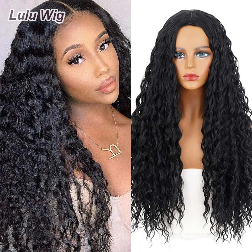 Top Trends: Long Middle Part Synthetic Afro Kinky Curly Wigs For Black Women Cosplay Party High Temperature Synthetic Wig Shoppable Styles