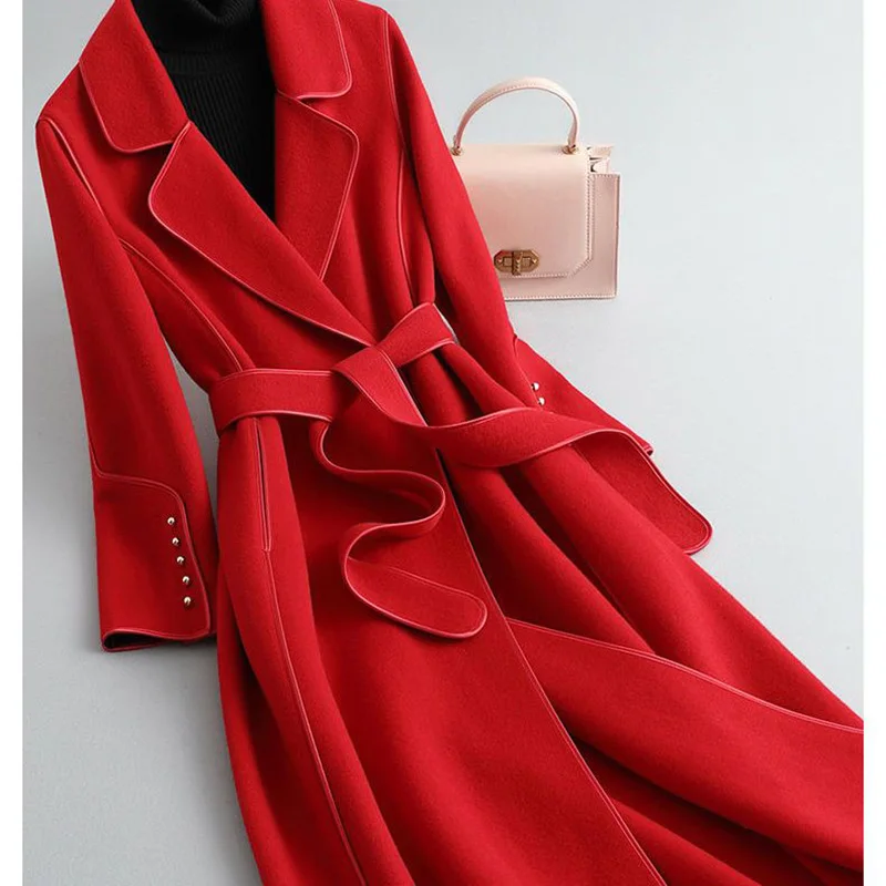 Top Trends: 2023 Women's Autumn Winter New Fashion And Atmosphere Korean Version Slim Fit And Waist Wrapped Woolen Double Sided Velvet Coat Shoppable Styles