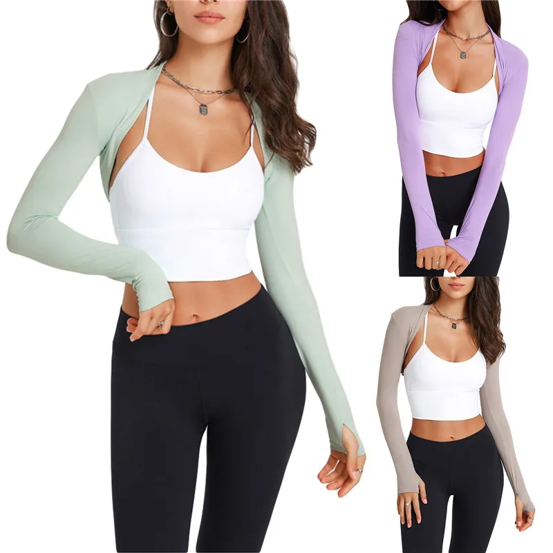 Top Trends: Women Long Sleeve Bolero Shrug Yoga Open Front Cropped Cardigan Sleeves To Cover Arms Workout Tops For Exercise Sports Gym Y2k Shoppable Styles