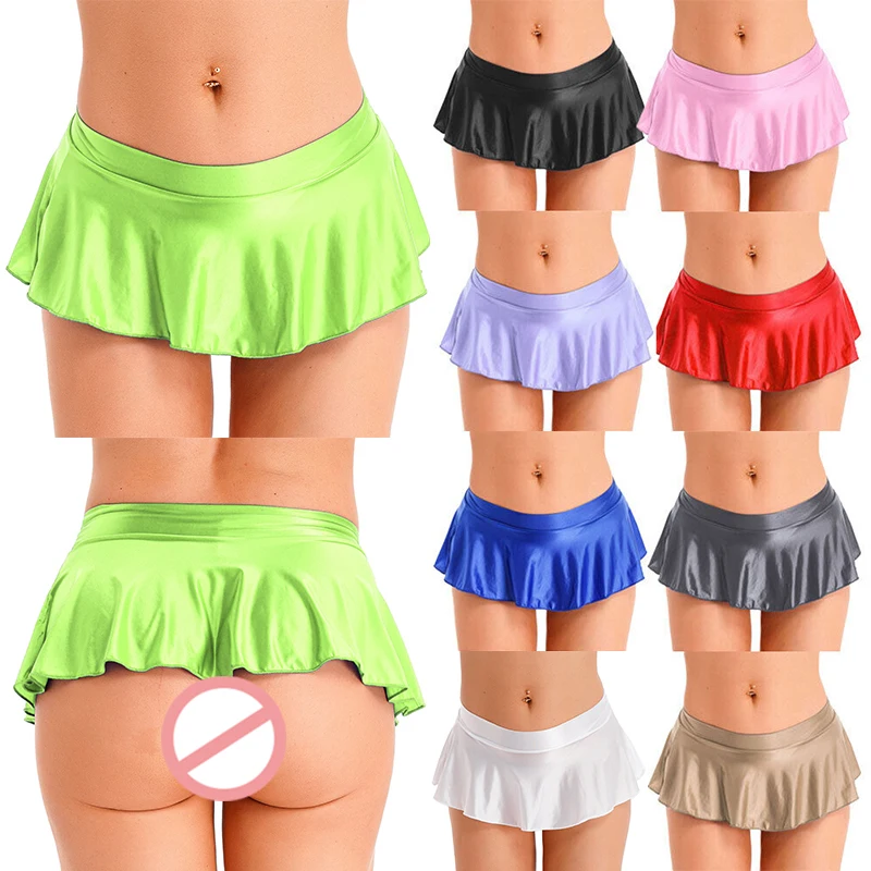 Top Trends: Sexy Mini Skirt Shiny Satin High Waist Mini Pleated Skirts Sexy Club Outfits For Women A-Line Skirt Y2k Stretchy Ruffled Skirt Shoppable Styles