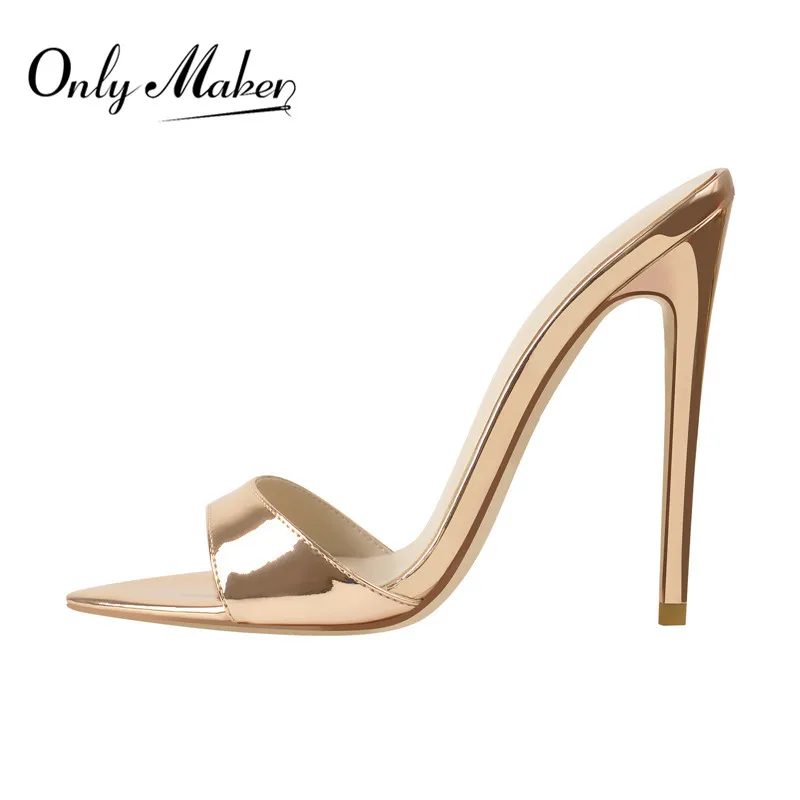 Top Trends: Onlymaker Women Peep Toe Mules Gold Slip On Thin High Sandals Big Size Classic Fashion Lady Sandals Shoppable Styles