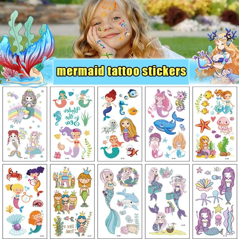 Top Trends: 10 Pack Fake Tattoo Stickers Cartoon Temporary Tattoos Kids Arm Tattoos Kids Undersea Mermaid Fun Party Tattoo Stickers Shoppable Styles