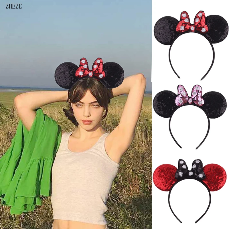 Top Trends: Trendy Dot Sequins Bow Mouse Ears Headband Spring Summer Hairband For Girl Children Festival Hair Accessories Shoppable Styles