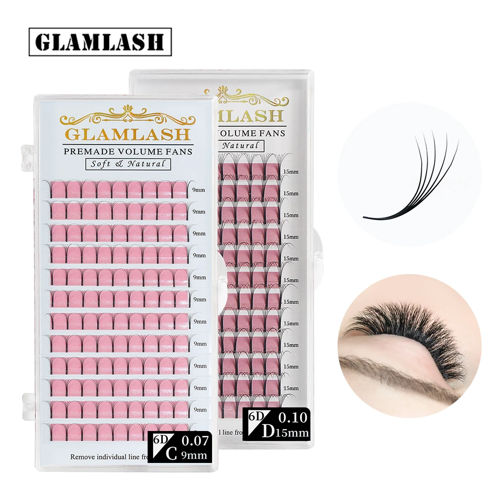 Top Trends: GLAMLASH 2D 3D 4D 5D 6D Long Stem False Lashes Premade Russian Volume Fans Faux Mink Premade Eyelash Extensions Makeup Cilios Shoppable Styles