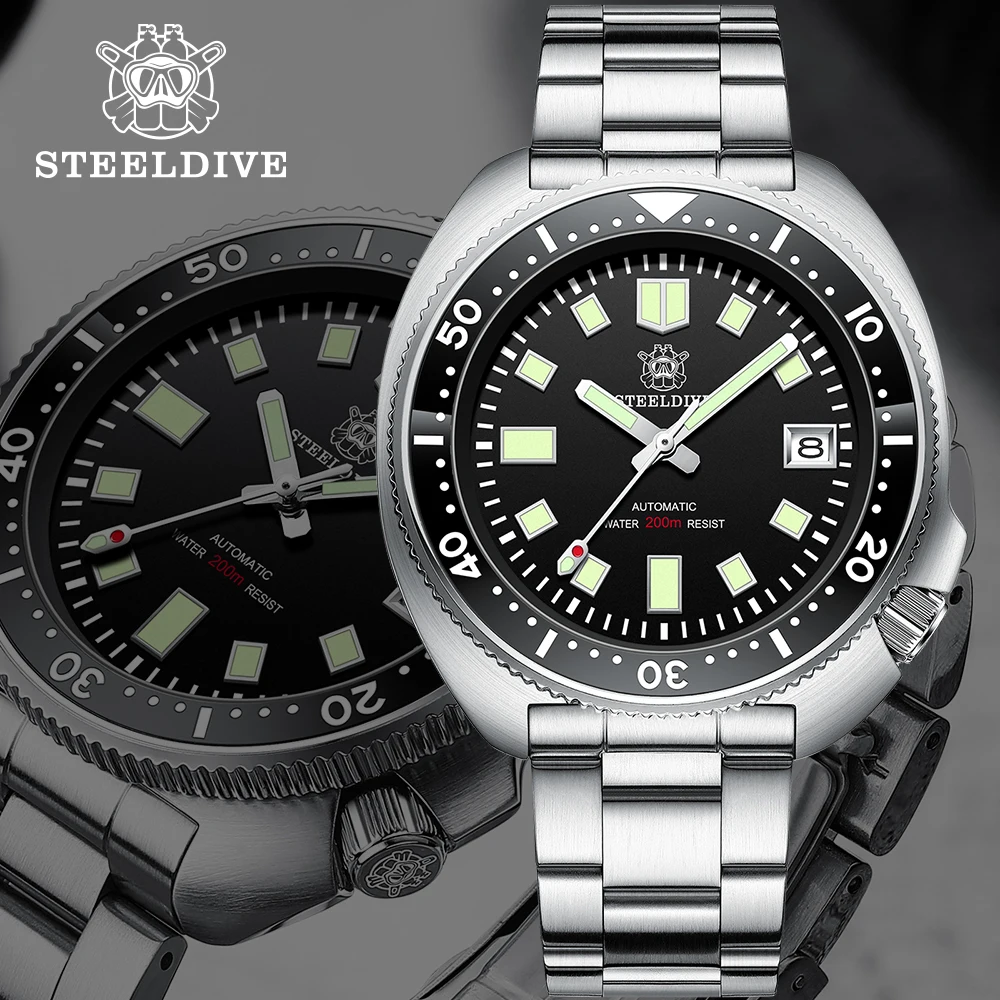 Top Trends: STEELDIVE SD1970 JAPAN NH35 Automatic Winding Movement Super Bule Luminous 200M Water Resistant Stainless Steel Men Dive Watch Shoppable Styles