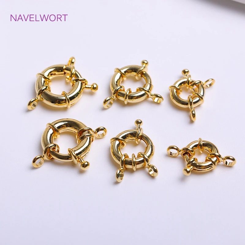 Top Trends: Multi Sizes Brass Spring Ring Clasp With Attach Rings 18K Gold Plating Sailor Clasps Connector DIY Jewelry Making Accessories Shoppable Styles