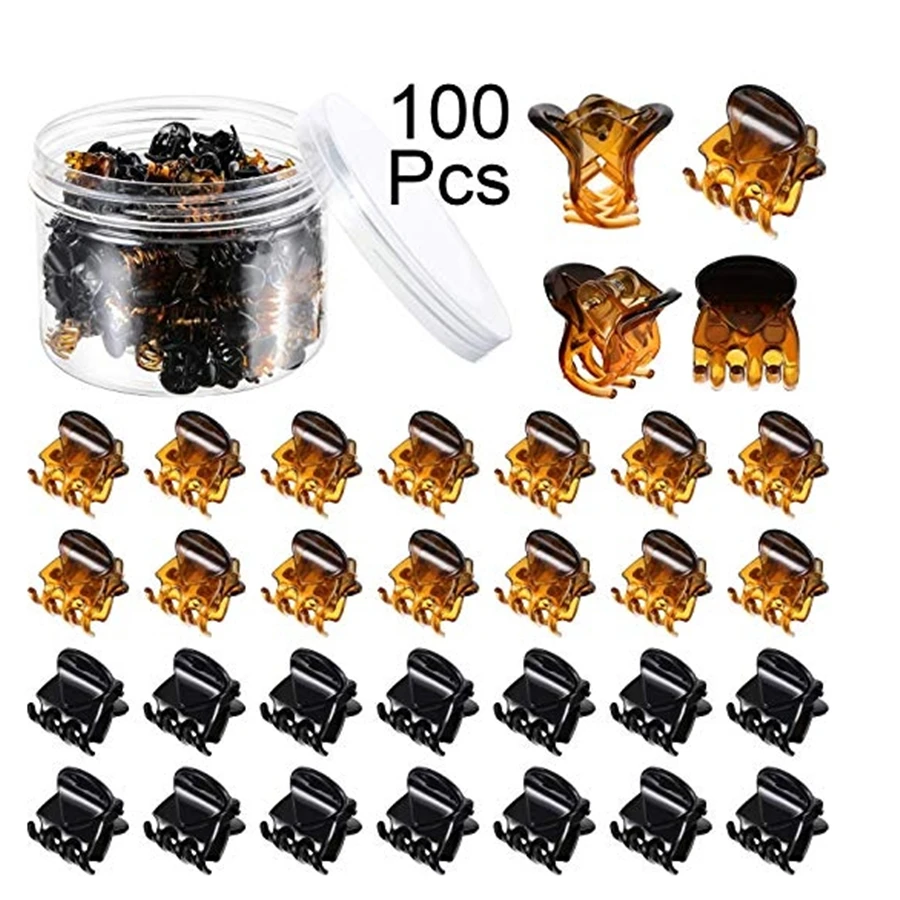 Top Trends: 50 / 100pcs 1.5cm / 1cm Black / brown / Transparent Mini Hair Claw Clips Plastic Claws Pins Clamps Small Jaw For Girls And Women ACC101 Shoppable Styles