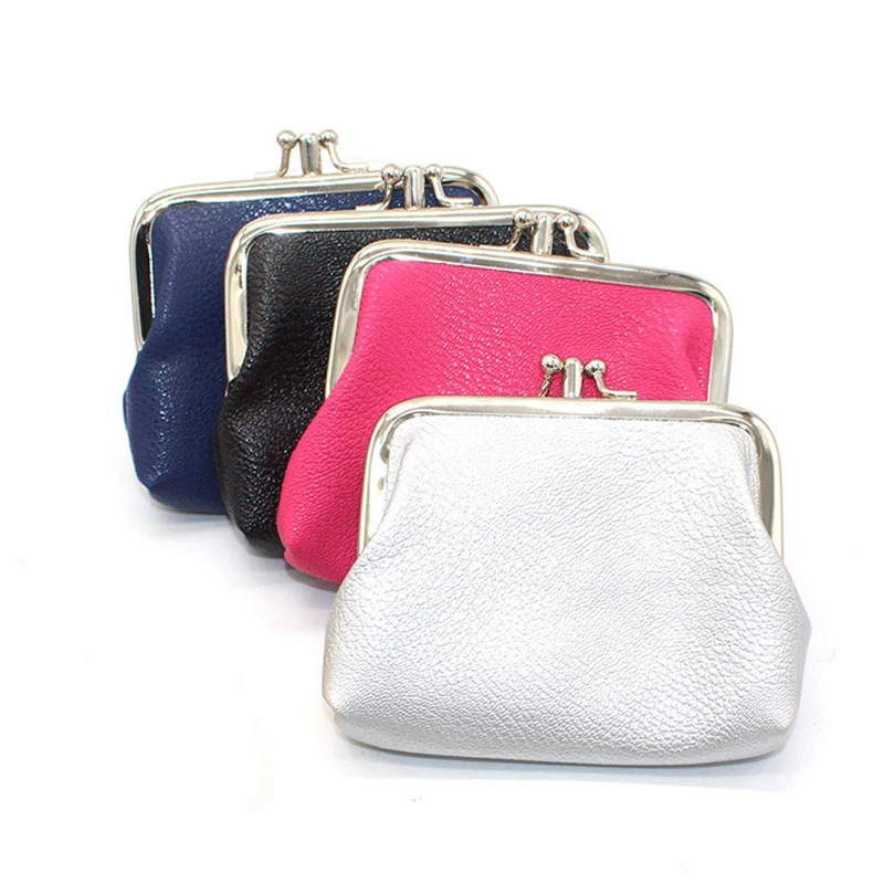 Top Trends: Pu Leather Pocket Money Purse Buckle Coin Wallet Candy Color Card Holder Double Layer Mini Purse Women Portable Lipstick Purse Shoppable Styles