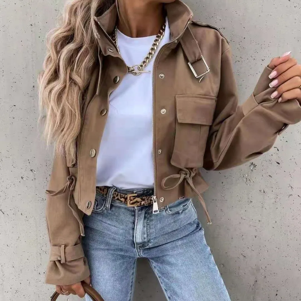 Top Trends: Women&#039;s Casual Style Short Jacket With Zipper Buckle, All-Match Style, European And American, Autumn, New Products, 2021 Shoppable Styles