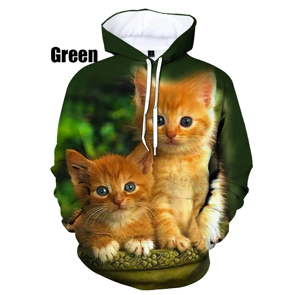 Top Trends: Cute Cat Couple 3D Print Hoodies Animal Long Sleeved Pullover Sweatshirts Casual Sports Sweatshirts Loose Outwear Tops Shoppable Styles