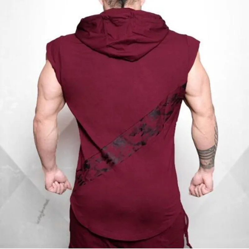 Top Trends: 2023Summer New Men Gym Clothing Sleeveless Sport Hoodie Man Hooded Sweatshirts Fashion Men Black Hoodies Crossfit Vest Polerones Shoppable Styles - Image 5